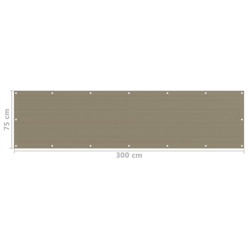 vidaXL Διαχωριστικό Βεράντας Taupe 75 x 300 εκ. από HDPE