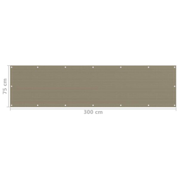 vidaXL Διαχωριστικό Βεράντας Taupe 75 x 300 εκ. από HDPE