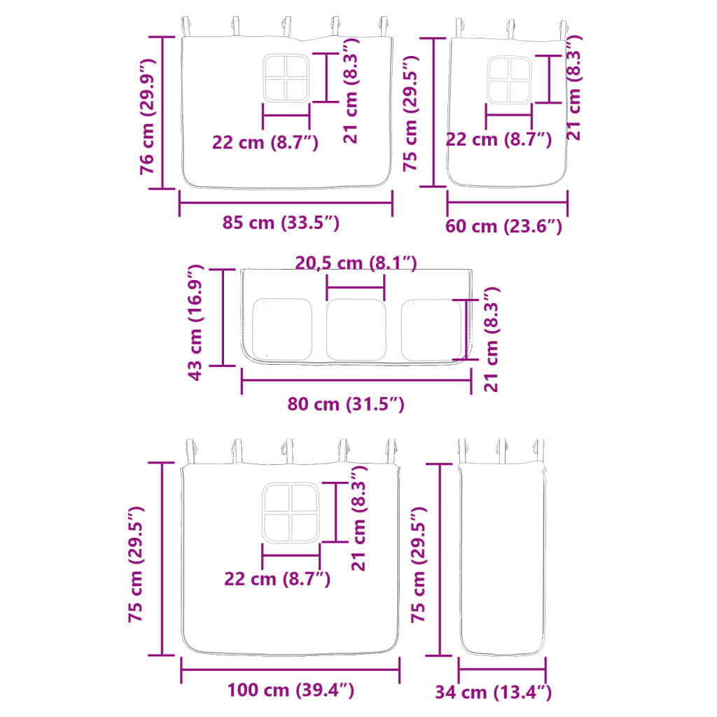 vidaXL Κουκέτα με Κουρτίνες Μπλε 90x200 εκ. Μασίφ Ξύλο Πεύκου