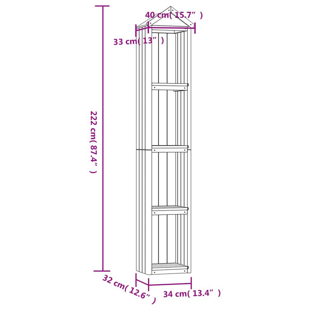 vidaXL Αποθήκη Εργαλείων Κήπου 40x33x222 εκ. Εμποτισμένο Ξύλο Πεύκου