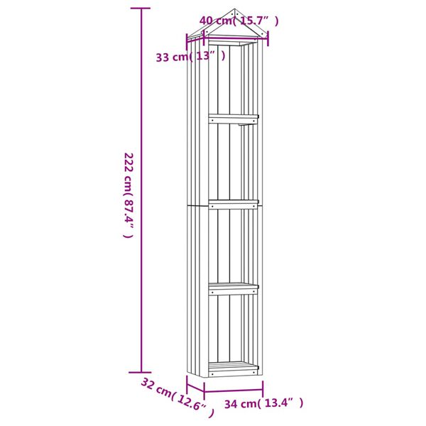 vidaXL Αποθήκη Εργαλείων Κήπου 40x33x222 εκ. Εμποτισμένο Ξύλο Πεύκου