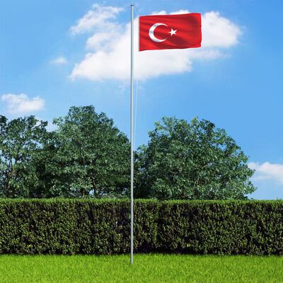 vidaXL Σημαία Τουρκίας 6,2 μ. με Ιστό Αλουμινίου