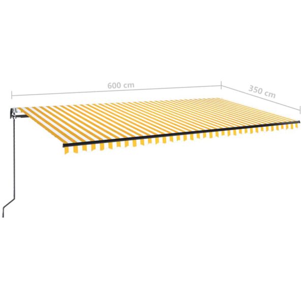 vidaXL Τέντα Αυτόματη με LED&Αισθητήρα Ανέμου Κίτρινο/Λευκό 600x350εκ.