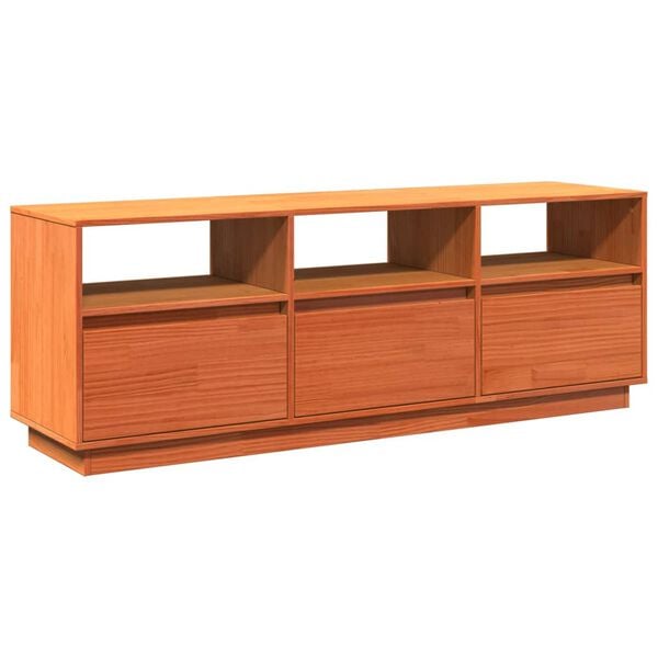 vidaXL Έπιπλο Τηλεόρασης Καφέ Κεριού 140x37x50 εκ. Μασίφ Ξύλο Πεύκου