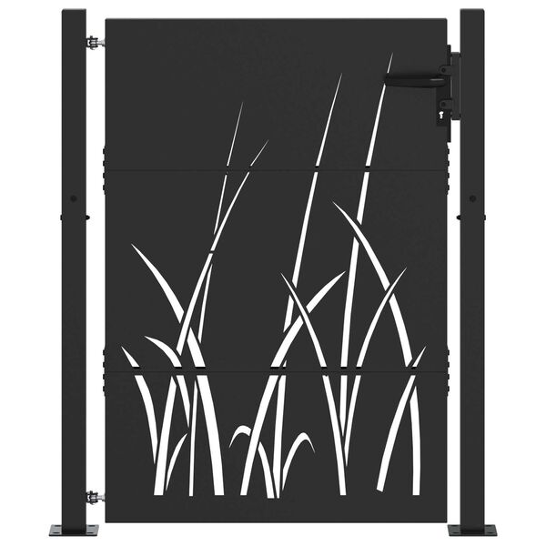 vidaXL Πύλη Κήπου Μαύρο 105 x 125 cm Ατσάλι με Επικάλυψη Πούδρας