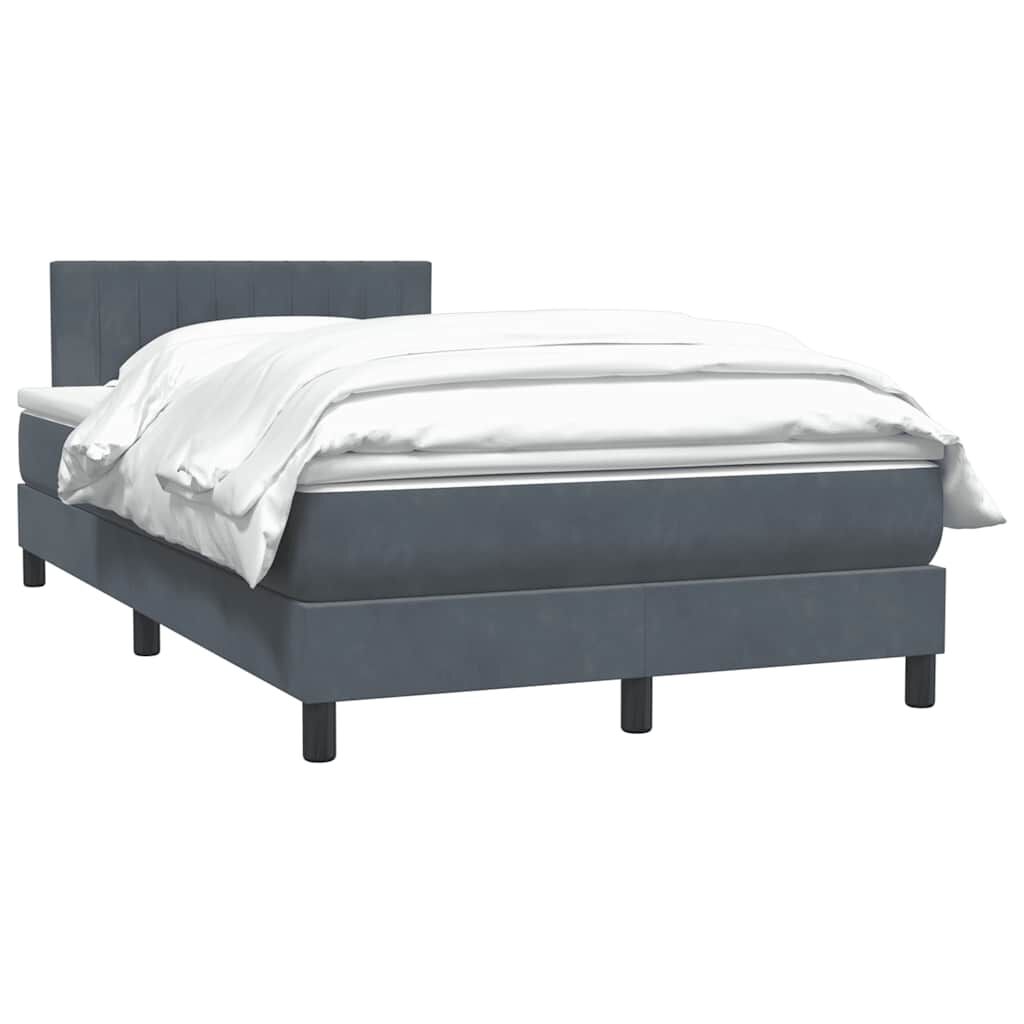 vidaXL Κρεβάτι Boxspring με Στρώμα Σκούρο Γκρι 120x210 εκ. Βελούδινο