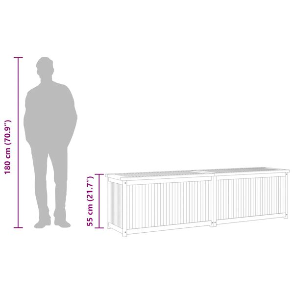 vidaXL Μπαούλο Κήπου 200 x 50 x 55 εκ. από Μασίφ Ξύλο Teak