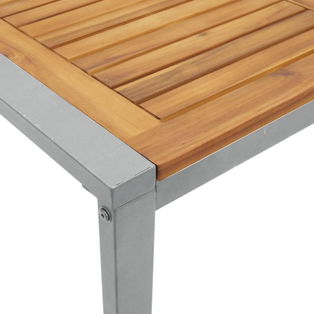 vidaXL Τραπέζι Εξωτερικού Χώρου Γκρι 180x90x75 εκ. Από Χάλυβα & Στερεό Ξύλο Ακακίας