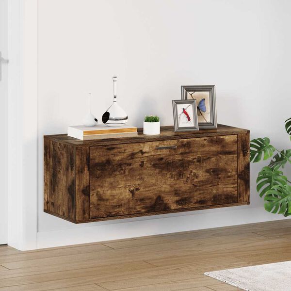 vidaXL Παπουτσοθήκη Επιτοίχια Καπνιστή Δρυς 100x35x38 εκ. Επεξ. Ξύλο