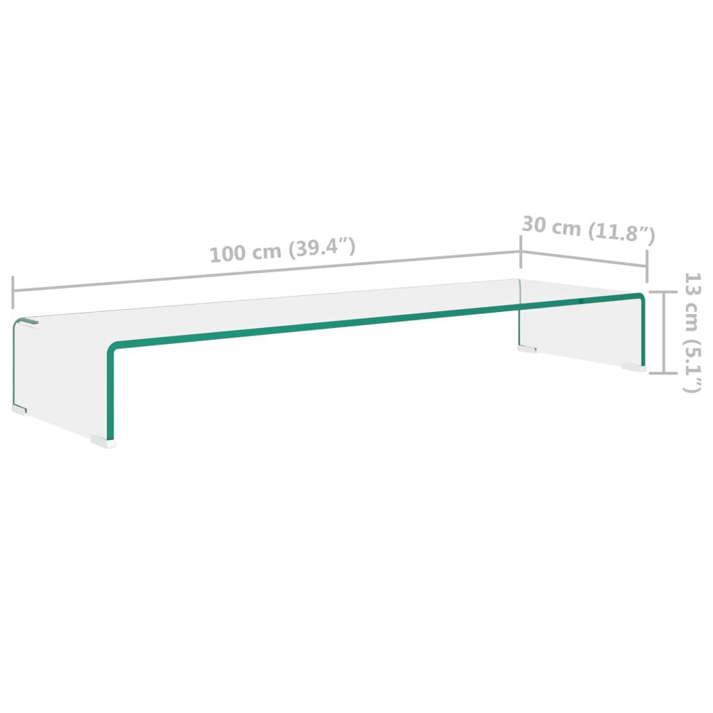vidaXL Βάση Τηλεόρασης/Οθόνης Διάφανη 100 x 30 x 13 εκ. Γυάλινη