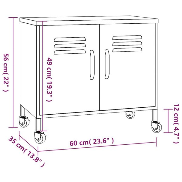 vidaXL Ντουλάπι Αποθήκευσης Λευκό 60 x 35 x 56 εκ. από Ατσάλι