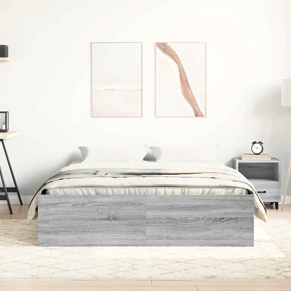 vidaXL Πλαίσιο Κρεβατιού Γκρι Sonoma 120x190 εκ. Small Double