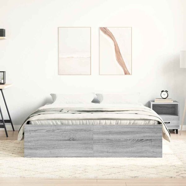 vidaXL Πλαίσιο Κρεβατιού Γκρι Sonoma 120x190 εκ. Small Double