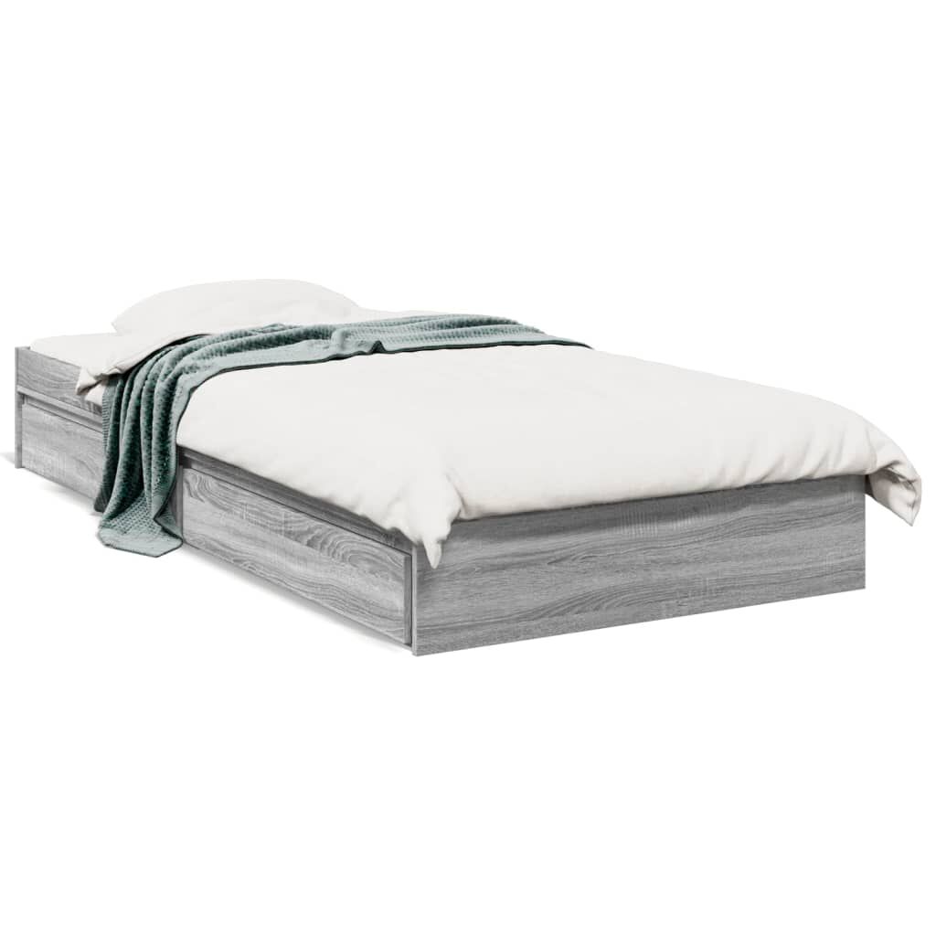 vidaXL Πλαίσιο Κρεβατιού με συρτάρια Γκρι sonoma 90x200εκ. Επεξ. Ξύλο
