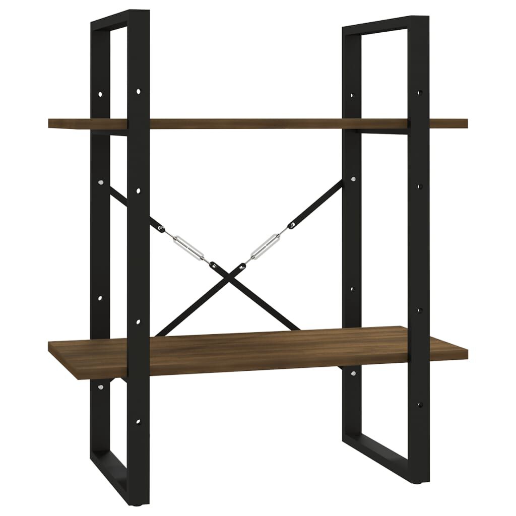 vidaXL Βιβλιοθήκη με 2 Ράφια Καφέ Δρυς 60x30x70 εκ. Επεξεργ. Ξύλο