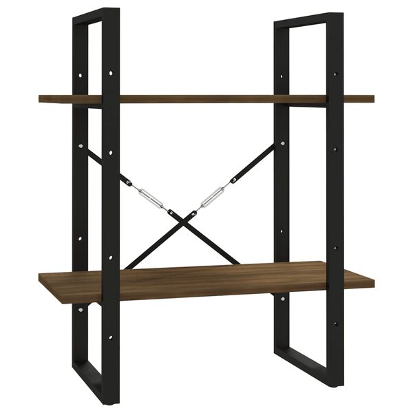 vidaXL Βιβλιοθήκη με 2 Ράφια Καφέ Δρυς 60x30x70 εκ. Επεξεργ. Ξύλο