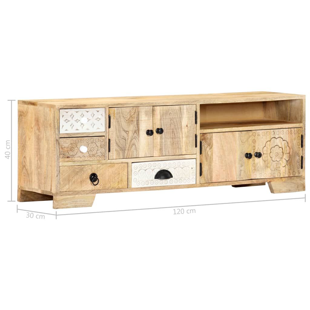 vidaXL Έπιπλο Τηλεόρασης 120 x 30 x 40 εκ. από Μασίφ Ξύλο Μάνγκο