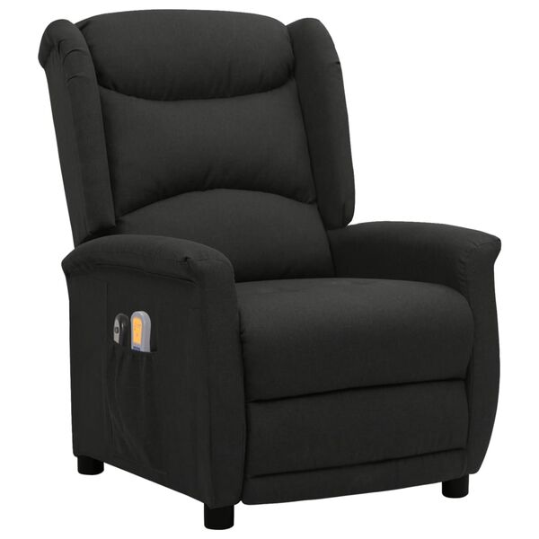 vidaXL Πολυθρόνα Μασάζ Ηλεκτρική Μαύρη Υφασμάτινη