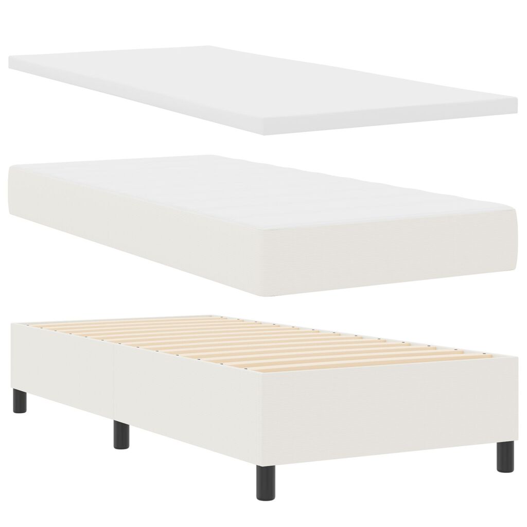 vidaXL Box Spring Bed με Στρώμα Κρέμα Μονό Ύφασμα Κορντουρό