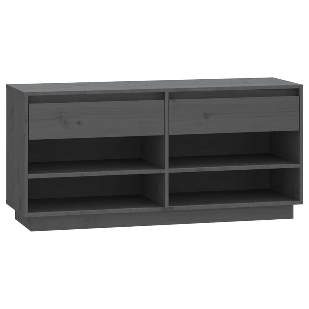 vidaXL Παπουτσοθήκη Γκρί 110 x 34 x 52 εκ. από Μασίφ Ξύλο Πεύκου