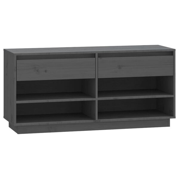 vidaXL Παπουτσοθήκη Γκρί 110 x 34 x 52 εκ. από Μασίφ Ξύλο Πεύκου