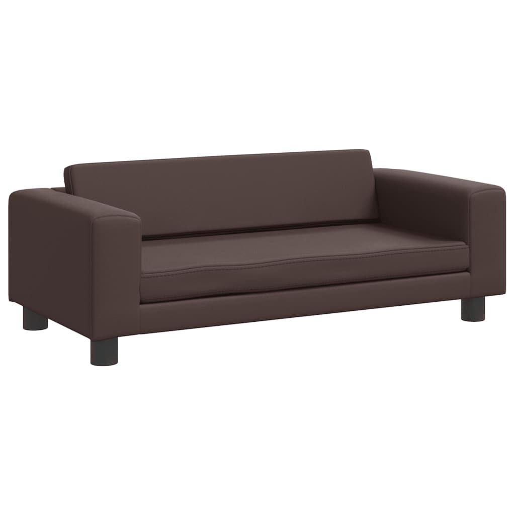 vidaXL Καναπές Παιδικός με Υποπόδιο Καφέ 100 x 50 x 30 εκ. Συνθ. Δέρμα