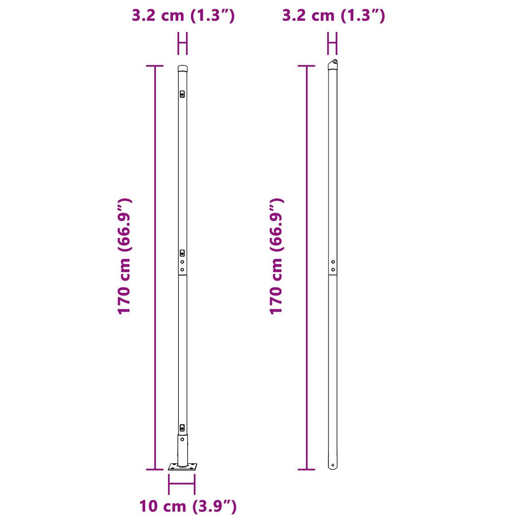 vidaXL Στυλίσκοι Φράχτη με Βάσεις 52 τμχ Ø32mm 88,5cm Γαλβανισμένο Χάλυβα
