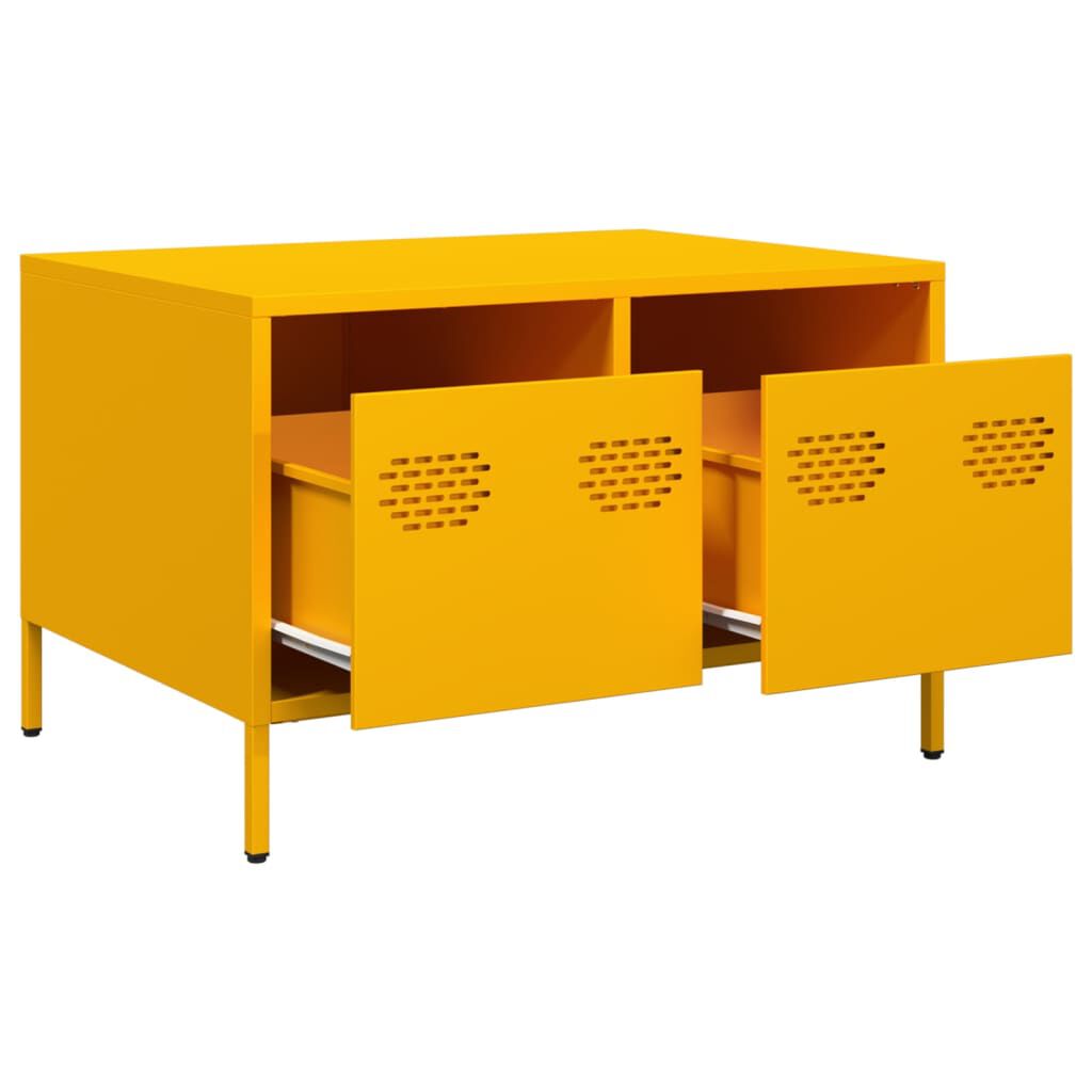 vidaXL Έπιπλο Τηλεόρασης Μουσταρδί 68x50x43,5 εκ. Ατσάλι Ψυχρής Έλασης