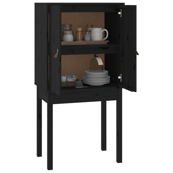 vidaXL Ντουλάπι Ψηλό Μαύρο 60x40x120 εκ. από Μασίφ Ξύλο Πεύκου