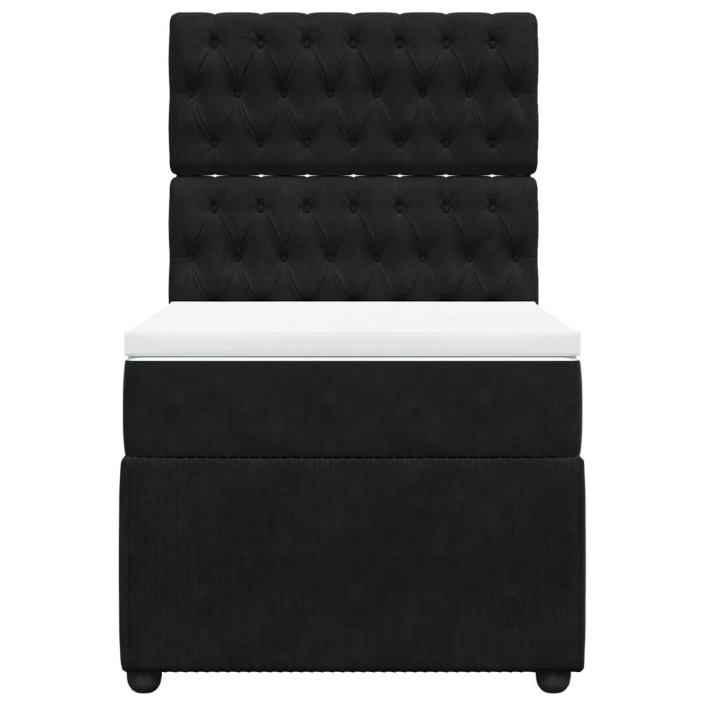 vidaXL Κρεβάτι Boxspring με Στρώμα Μαύρο 90x190 εκ. Βελούδινο