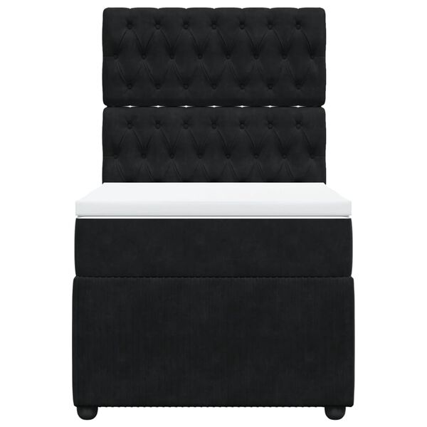 vidaXL Κρεβάτι Boxspring με Στρώμα Μαύρο 90x190 εκ. Βελούδινο