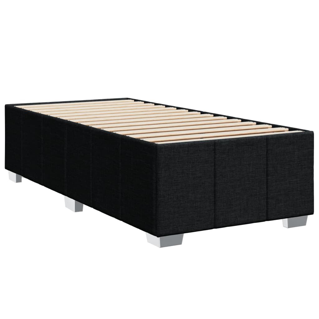 vidaXL Κρεβάτι Boxspring με Στρώμα Μαύρο 90x200 εκ. Υφασμάτινο