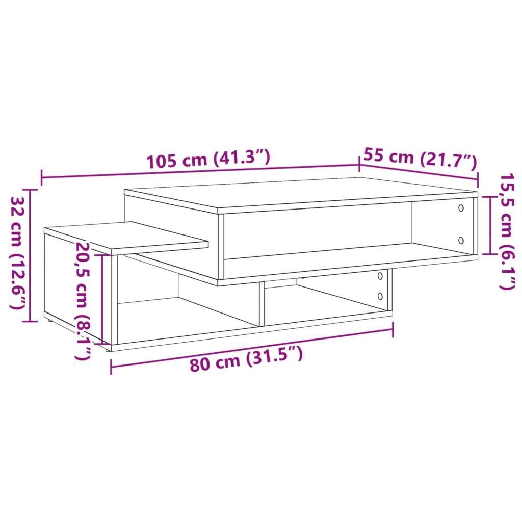 vidaXL Τραπεζάκι Σαλονιού Όψη Παλαιού Ξύλου 105x55x32 εκ. Επεξ. Ξύλο