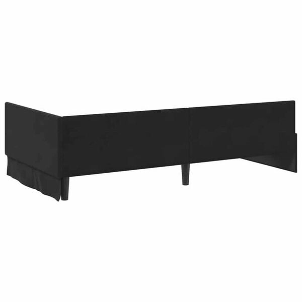 vidaXL Κρεβάτι Γωνίας Μαύρο 90 x 200 cm Βελούδο και Εργοστασιακό ξύλο