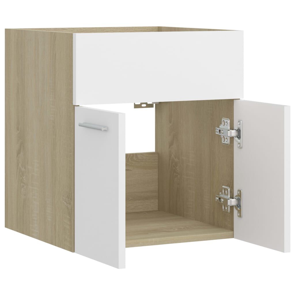 vidaXL Ντουλάπι Νιπτήρα Λευκό/Sonoma Δρυς 41x38,5x46 εκ από Επεξ. Ξύλο