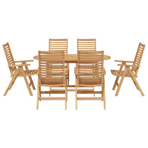 vidaXL Σέτ φαγητού για κήπο 7 pcs Καφέ Μασίφ ξύλο teak