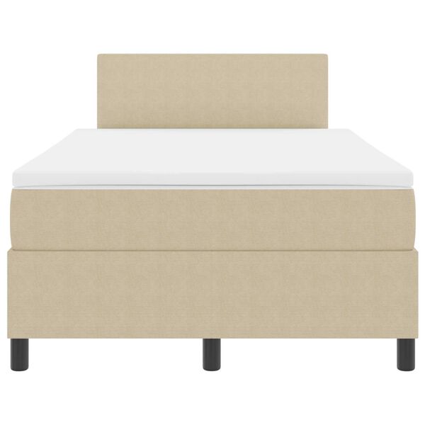 vidaXL Box Spring Κρεβάτι με Στρώμα & LED Φως Πράσινο Γκρι Μικρό Διπλό Ύφασμα Σουέτ