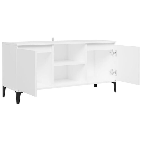 vidaXL Έπιπλο Τηλεόρασης Μεταλ. Λευκό 103,5x35x50 εκ. Μεταλλικά Πόδια