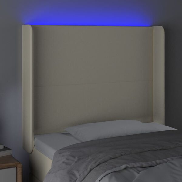 vidaXL Κεφαλάρι Κρεβατιού LED Κρεμ 83x16x118/128εκ. Συνθετ. Δέρμα