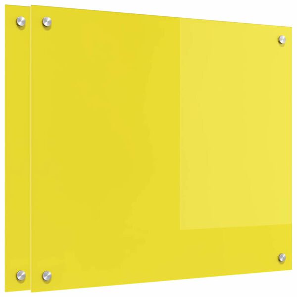 vidaXL Πίσω Πάνελ Κουζίνας 2 pcs Κίτρινο 70 x 60 cm σκληρυμένο γυαλί