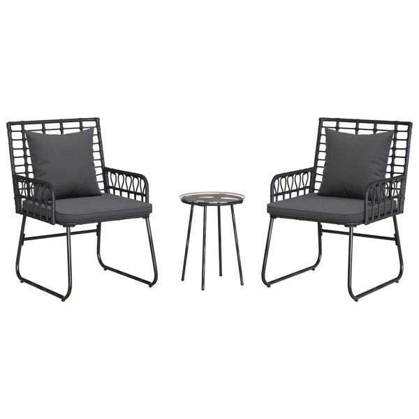 vidaXL Σέτ φαγητού για κήπο 3 pcs Μαύρο, Ανθρακί 35 x 35 x 45 εκ