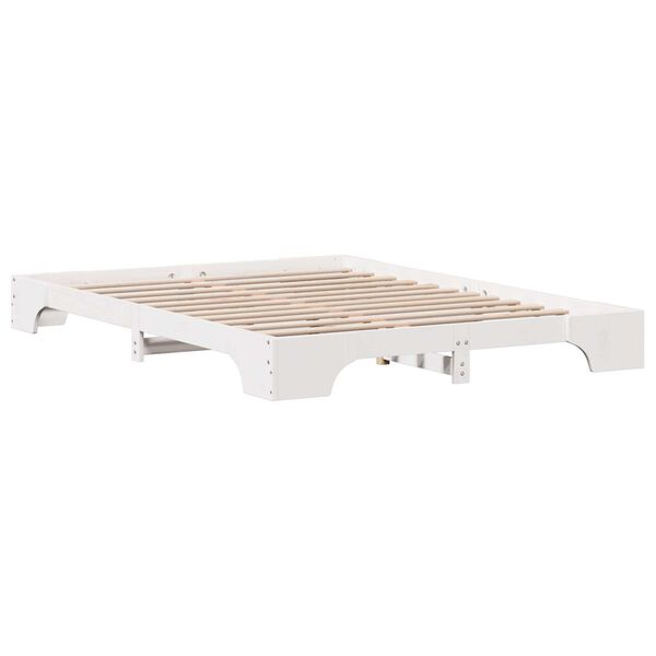 vidaXL Κρεβάτι Λευκό Ξύλο 150 x 200 cm Μασίφ κρεβάτι από πεύκο