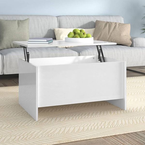 vidaXL Τραπεζάκι Σαλονιού Γυαλ. Λευκό 80x55,5x41,5 εκ. Επεξεργ. Ξύλο