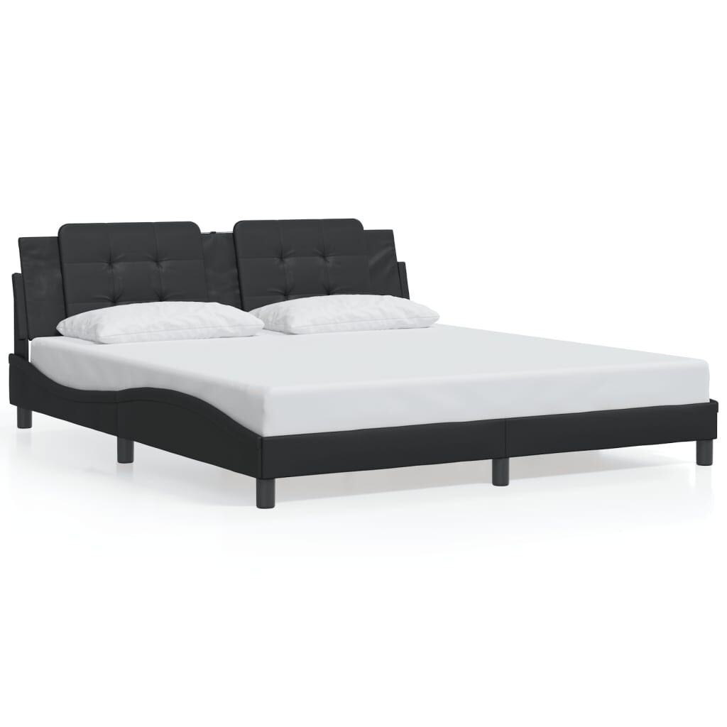 vidaXL Πλαίσιο Κρεβατιού με Κεφαλάρι Μαύρο 180x200 εκ. Συνθετικό Δέρμα