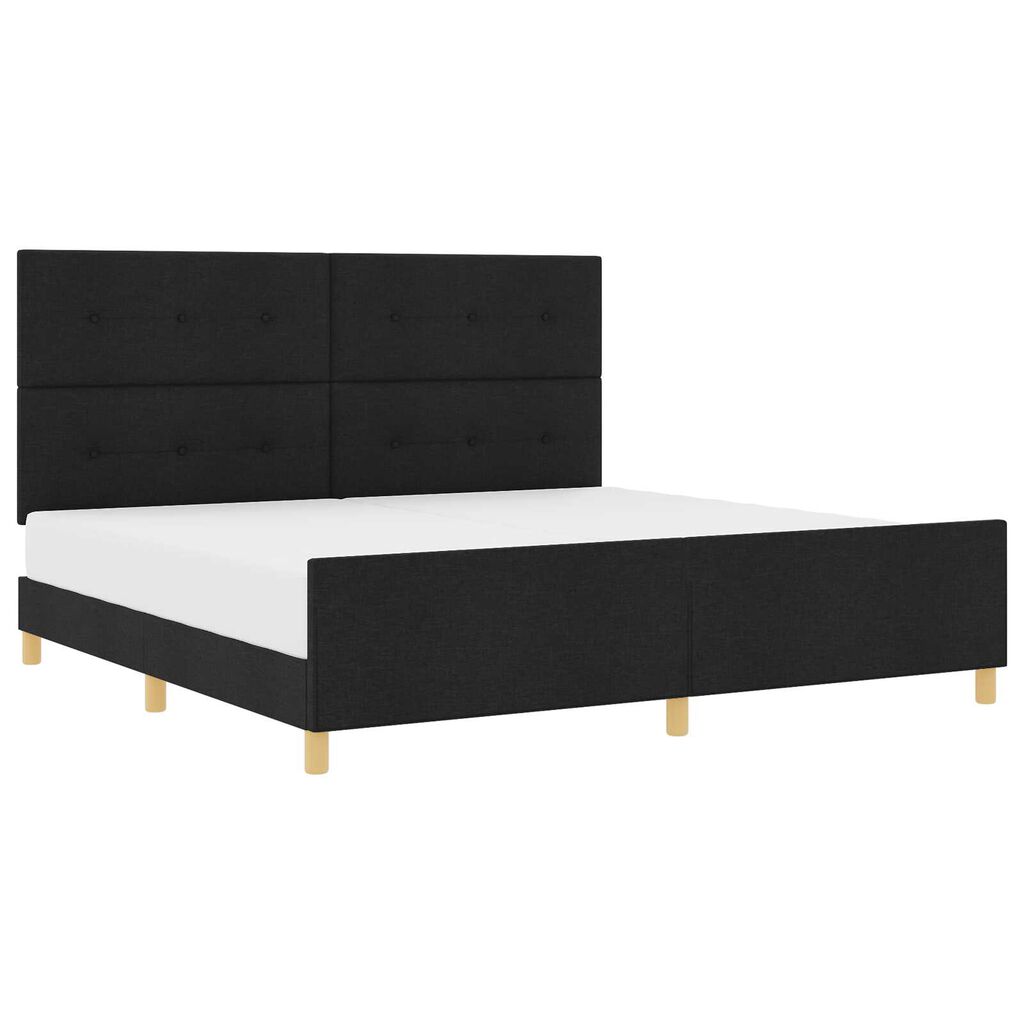 vidaXL Σκελετός Κρεβατιού με κεφαλάρι Μαύρο 200 x 200 cm ύφασμα