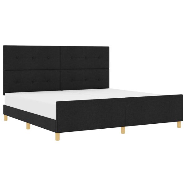 vidaXL Σκελετός Κρεβατιού με κεφαλάρι Μαύρο 200 x 200 cm ύφασμα