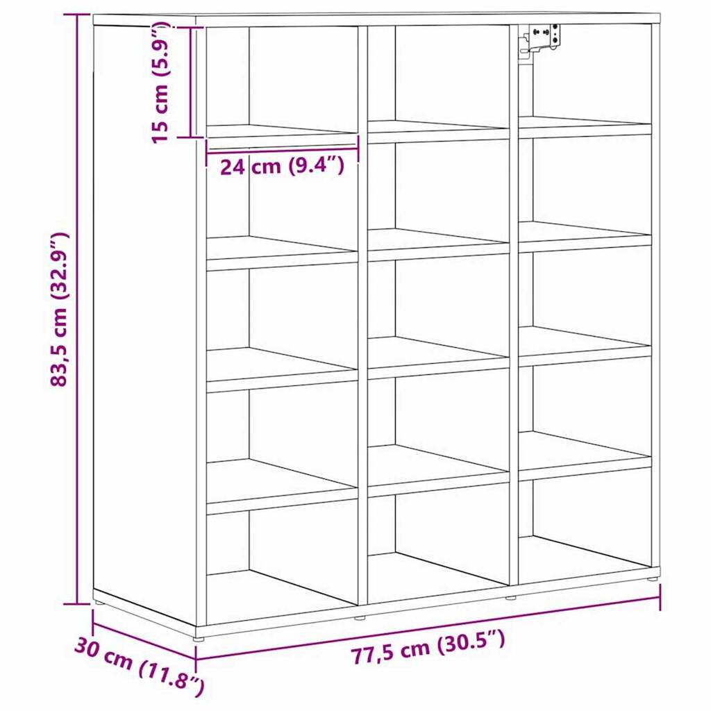 vidaXL Παπουτσοθήκη με ράφι Παλαιό ξύλο 77.5 x 30 x 83.5 εκ.