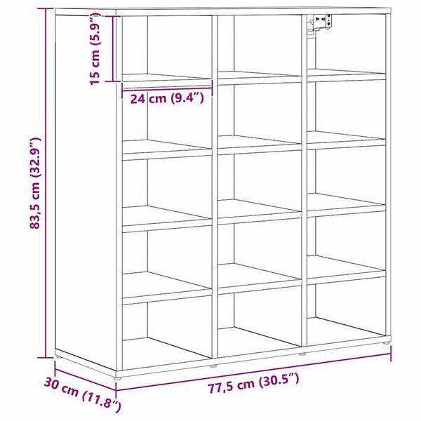 vidaXL Παπουτσοθήκη με ράφι Παλαιό ξύλο 77.5 x 30 x 83.5 εκ.