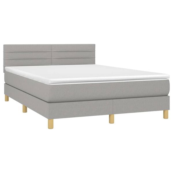 vidaXL &Kappa;&rho;&epsilon;&beta;ά&tau;&iota; Boxspring &mu;&epsilon; &Sigma;&tau;&rho;ώ&mu;&alpha; & LED &Alpha;&nu;.&Gamma;&kappa;&rho;&iota; 140x190&epsilon;&kappa;. &Upsilon;&phi;&alpha;&sigma;&mu;ά&tau;&iota;&nu;&omicron;