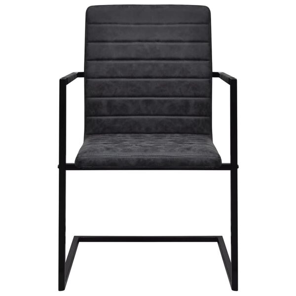 vidaXL Καρέκλες Τραπεζαρίας «Πρόβολος» 2 τεμ. Μαύρες Συνθετικό Δέρμα